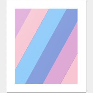 Vintage Light Blue, Pink, and Purple Diagonal Stripes Pattern Posters and Art